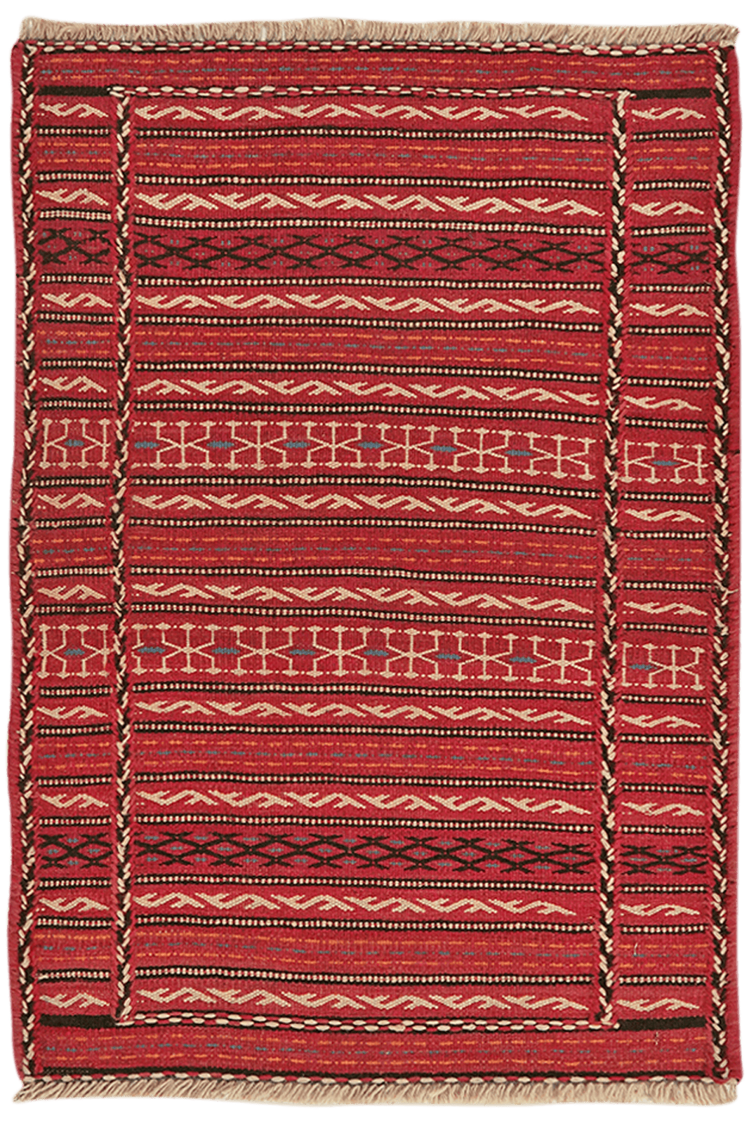 Kelim Kordi — Handmade, 63x89 cm, Red, 100% Virgin Wool | Main view