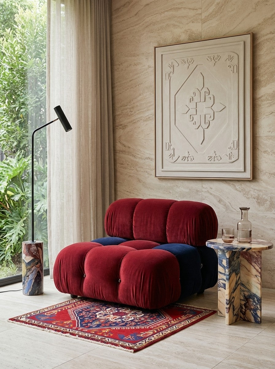 Gashgai — Hand-knotted, 65x65 cm, Red, 100% Virgin Wool | Detail view