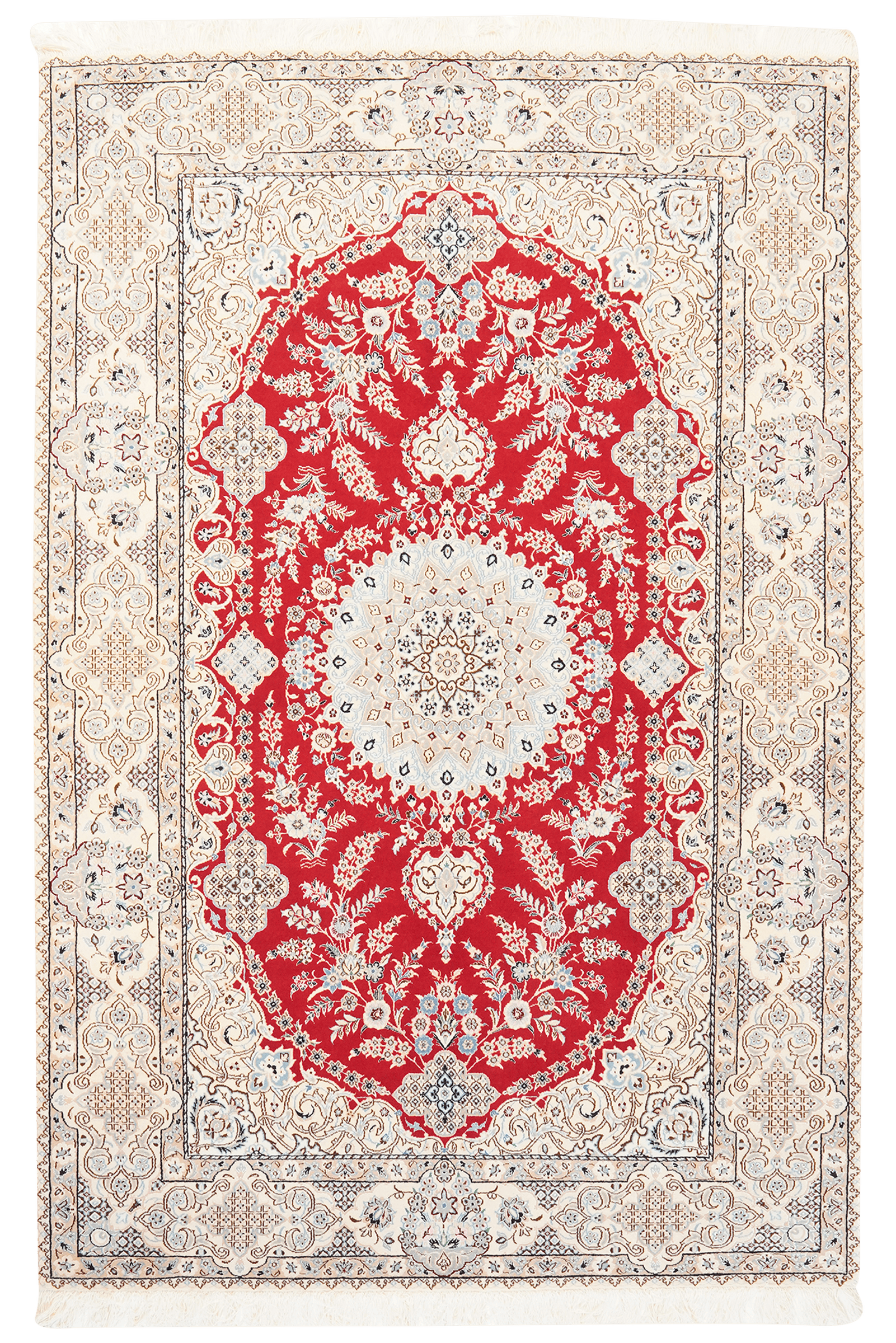 Nain 6La — Hand-knotted, 129x193 cm, Red, 100% Virgin Wool | Main view