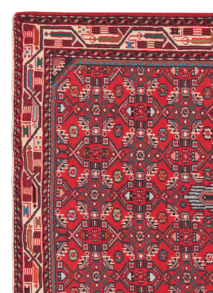 Assadabad — Hand-knotted, 105x151 cm, Red, 100% Virgin Wool | View 3