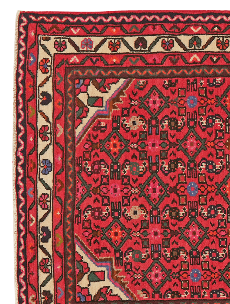 Hosseinabad — Hand-knotted, 101x195 cm, Red, 100% Virgin Wool | View 3
