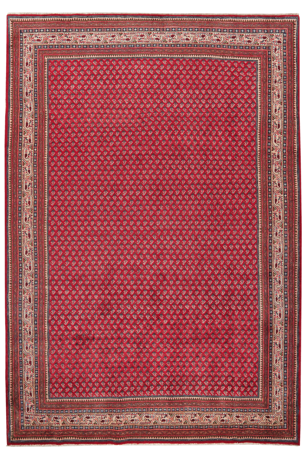 Sarough — Hand-knotted, 218x315 cm, Red, 100% Virgin Wool | Main view