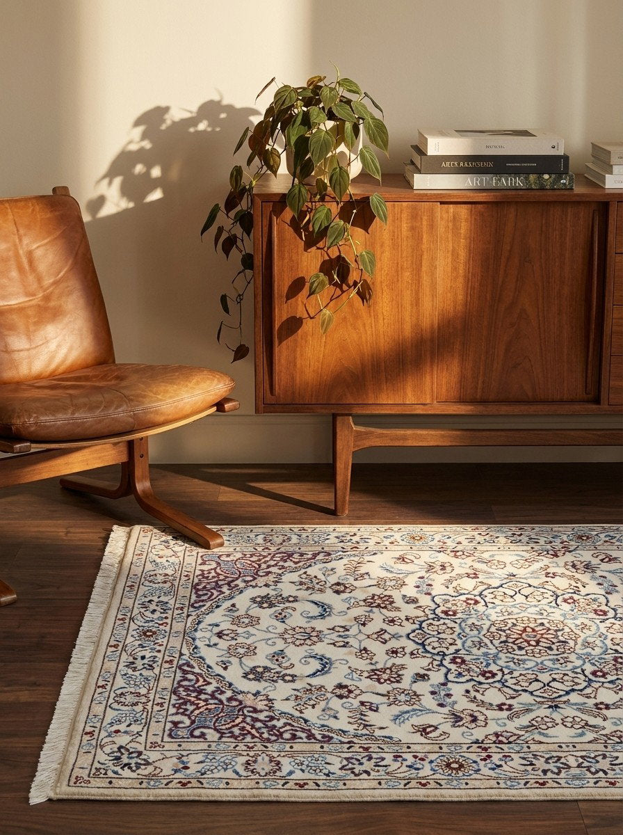 Nain 9La — Handgefertigt, 150x98 cm, Beige, 100% Virgin Wool | Back view