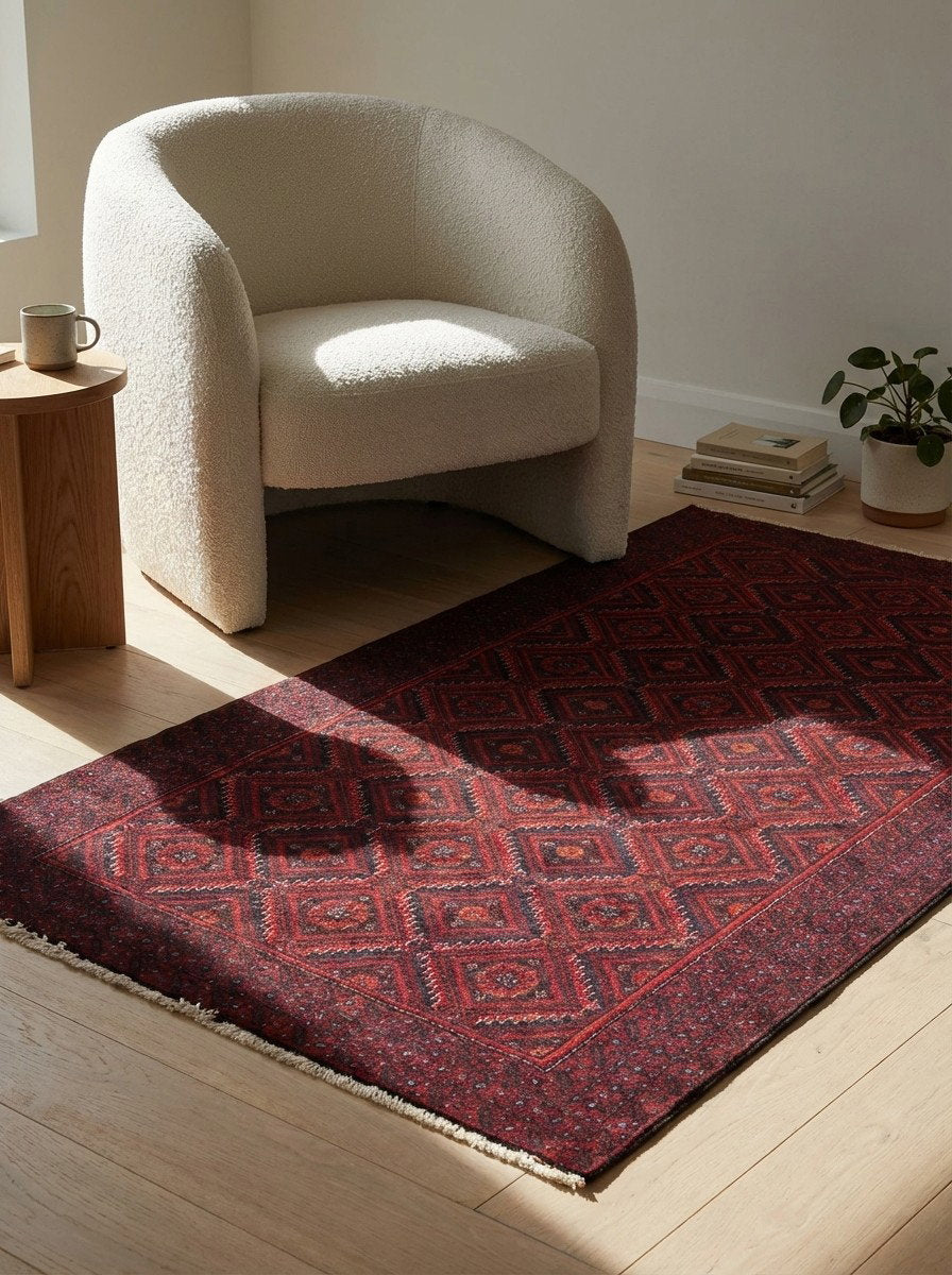 Belutch — Handgefertigt, 162x90 cm, Blau, 100% Virgin Wool | Detail view