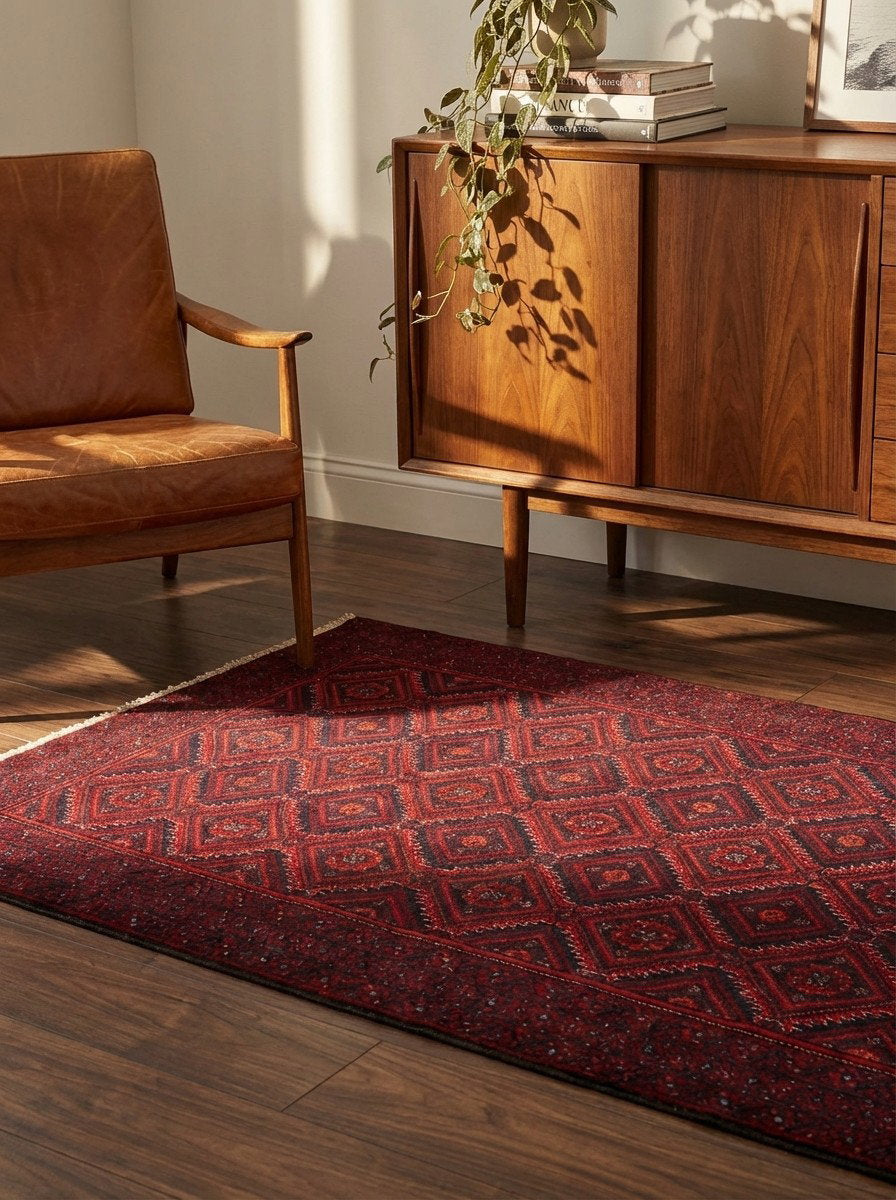 Belutch — Handgefertigt, 162x90 cm, Blau, 100% Virgin Wool | Back view