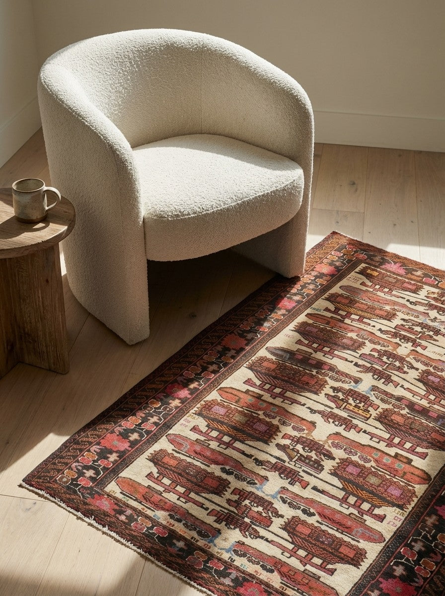 Belutch — Hand-knotted, 100x162 cm, Beige, 100% Virgin Wool | Detail view
