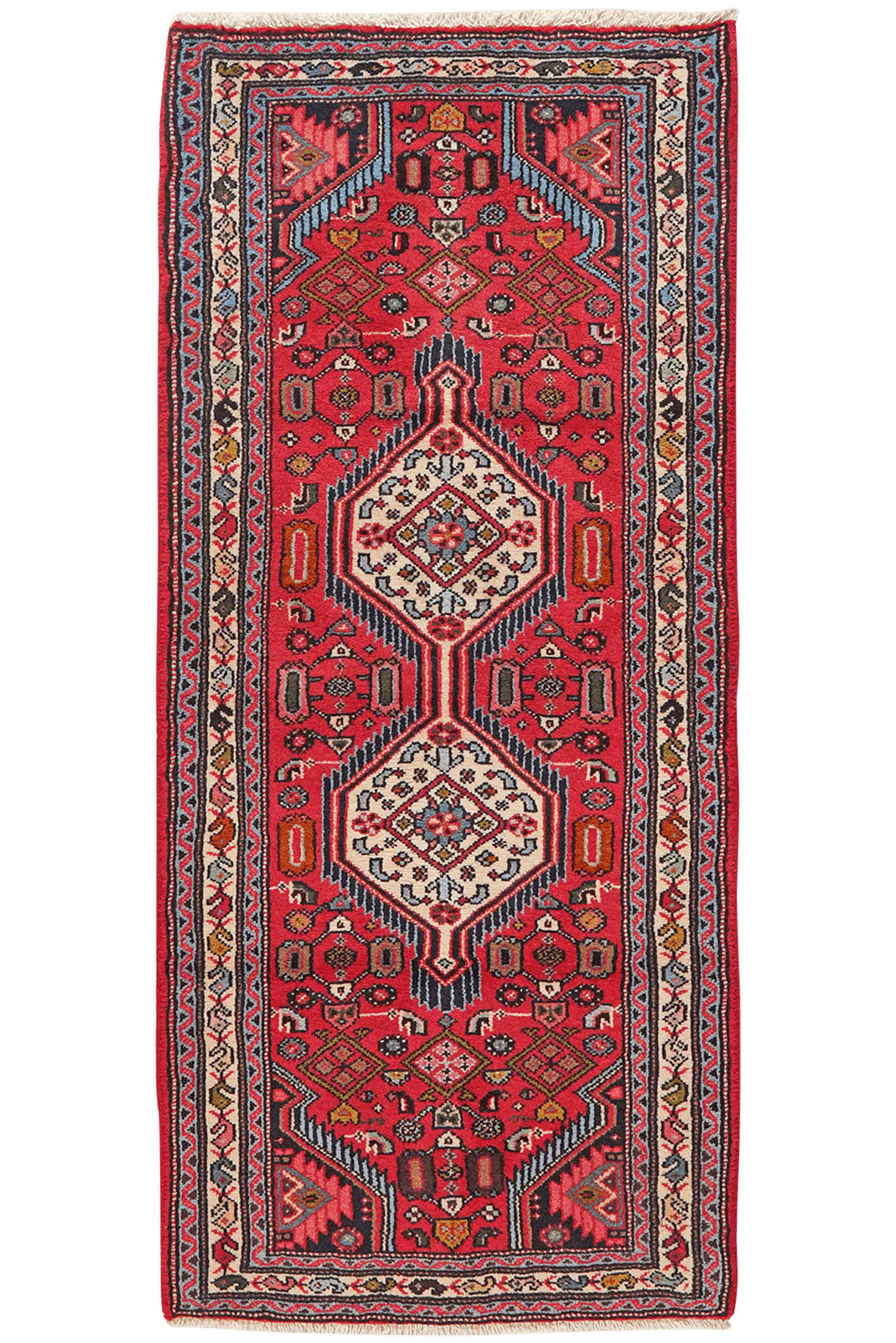 Assadabad — Hand-knotted, 63x140 cm, Red, 100% Virgin Wool | Main view
