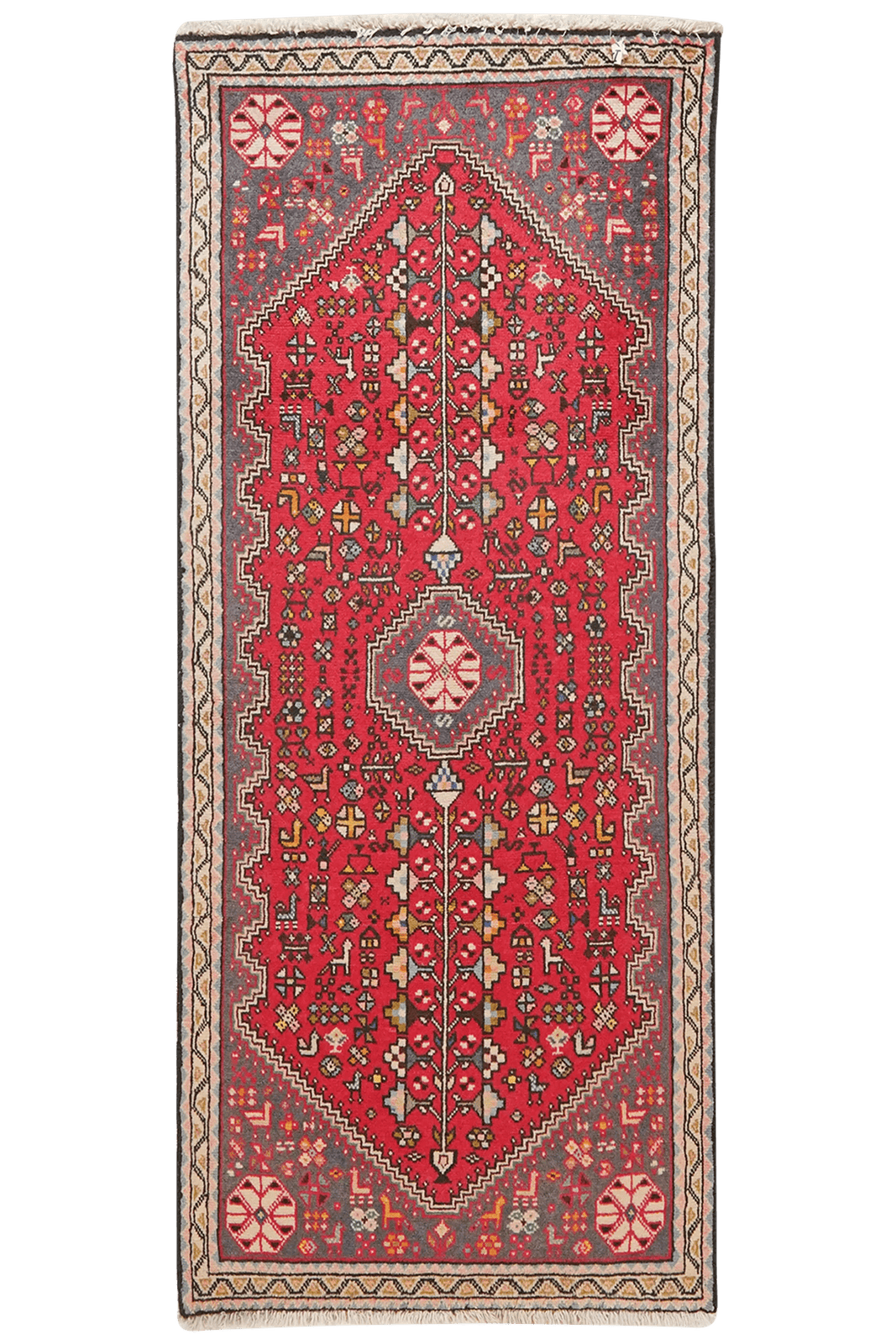 Abadeh — Hand-knotted, 62x147 cm, Red, 100% Virgin Wool | Main view