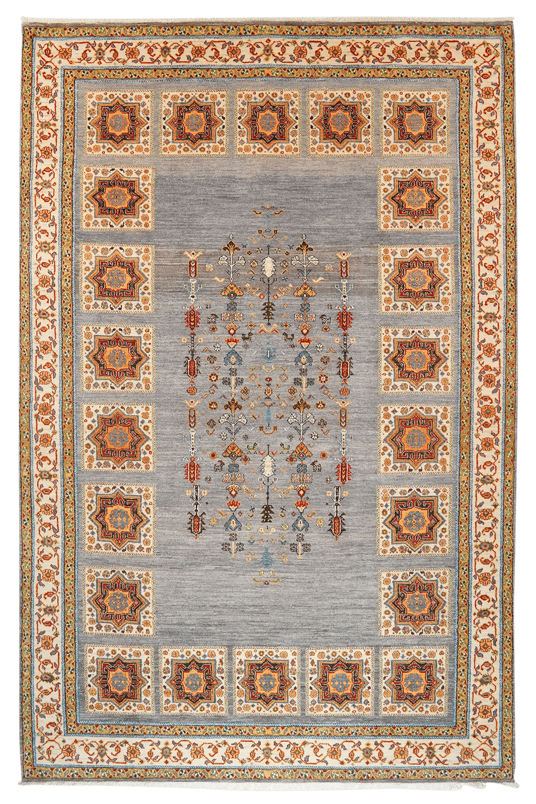 Rizbaf — Hand-knotted, 217x332 cm, Blue, 100% Virgin Wool | Main view