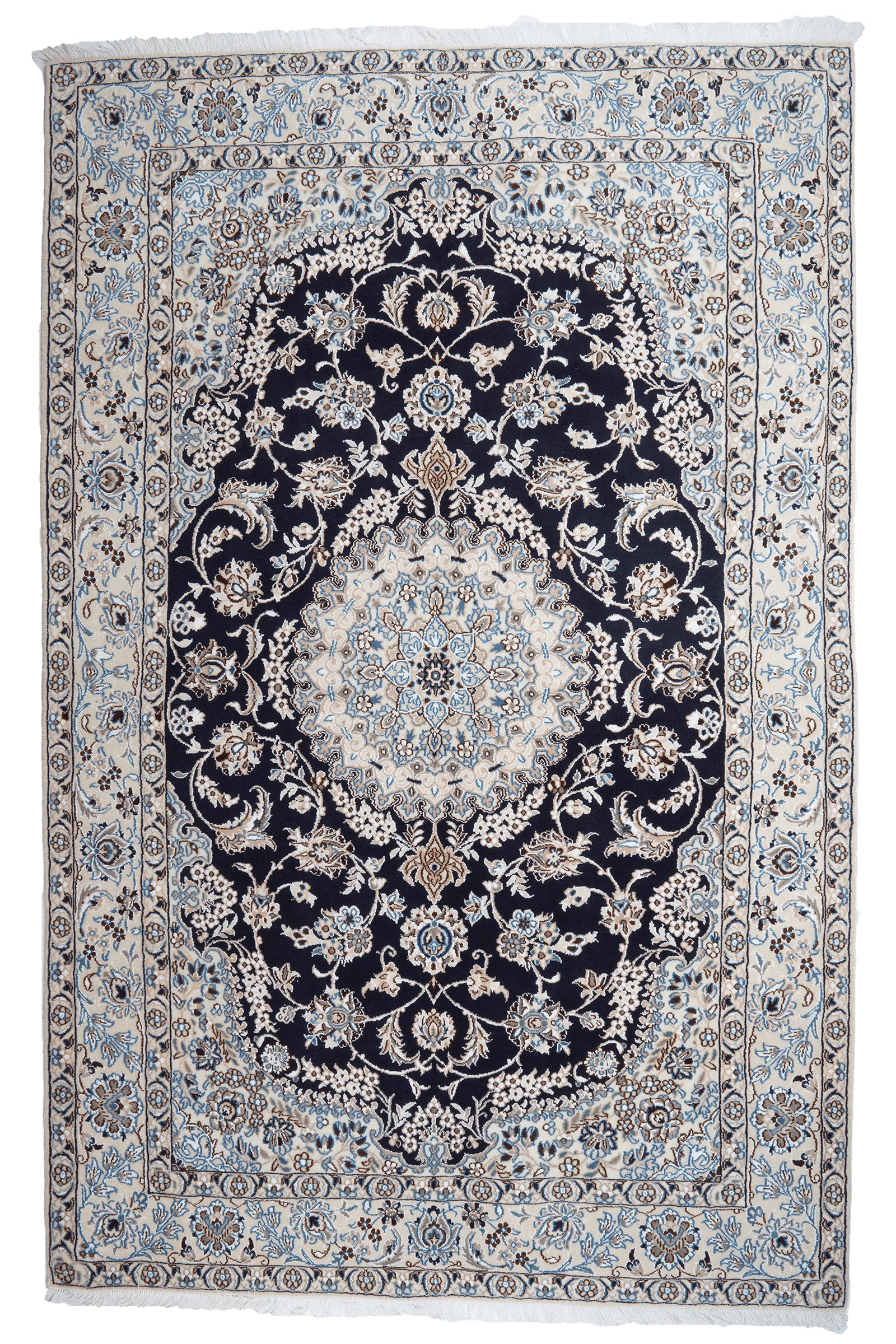 Nain 9La — Hand-knotted, 156x241 cm, Blue, 100% Virgin Wool | Main view