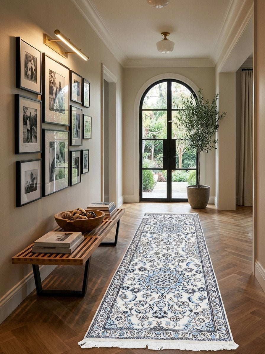 Nain 9La — Handgefertigt, 199x61 cm, Beige, 100% Virgin Wool | Detail view