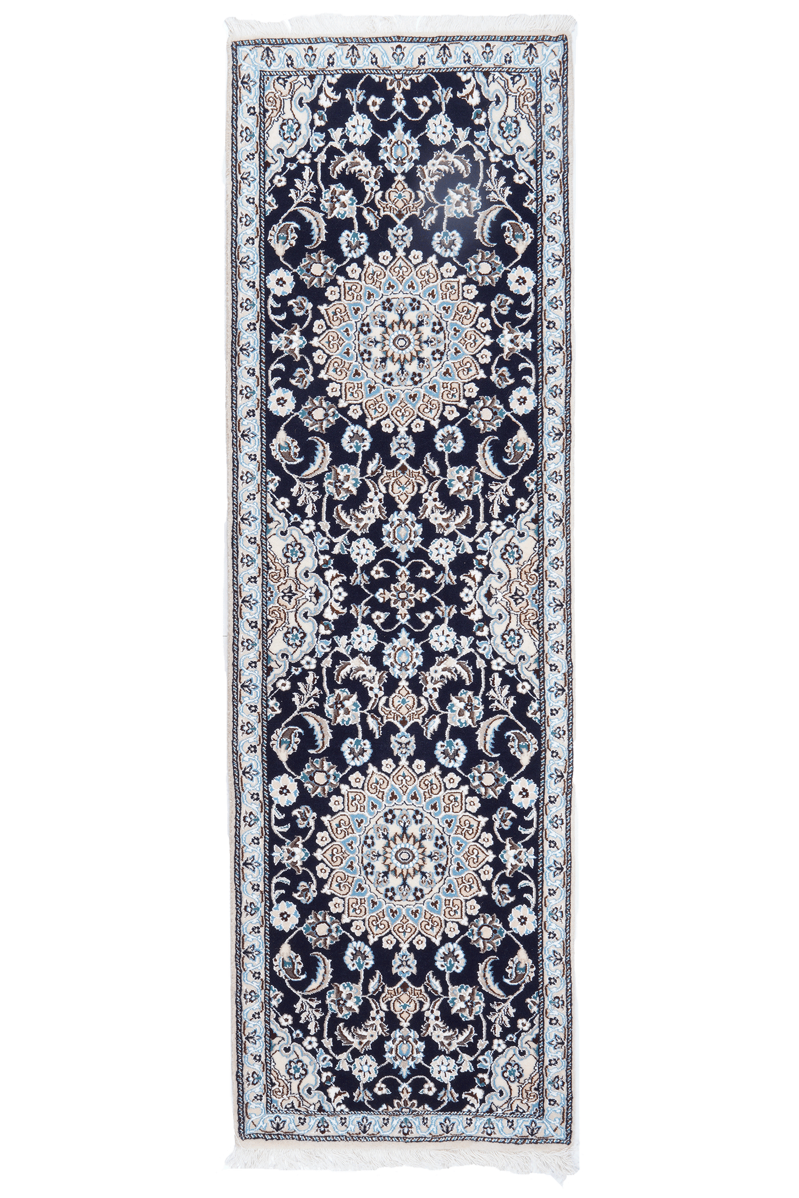 Nain 9La — Hand-knotted, 62x202 cm, Blue, 100% Virgin Wool | Main view