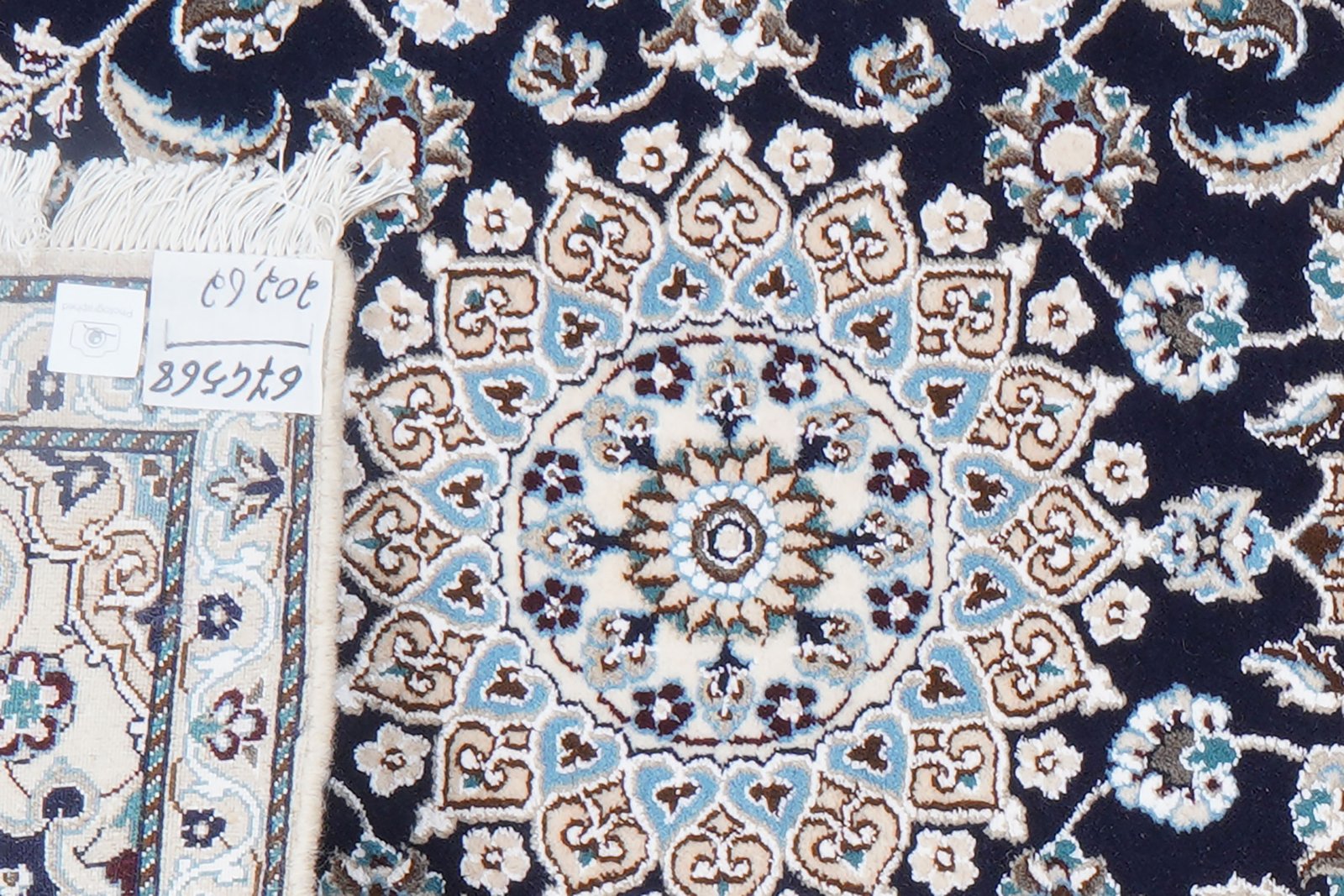 Nain 9La — Hand-knotted, 62x202 cm, Blue, 100% Virgin Wool | View 5