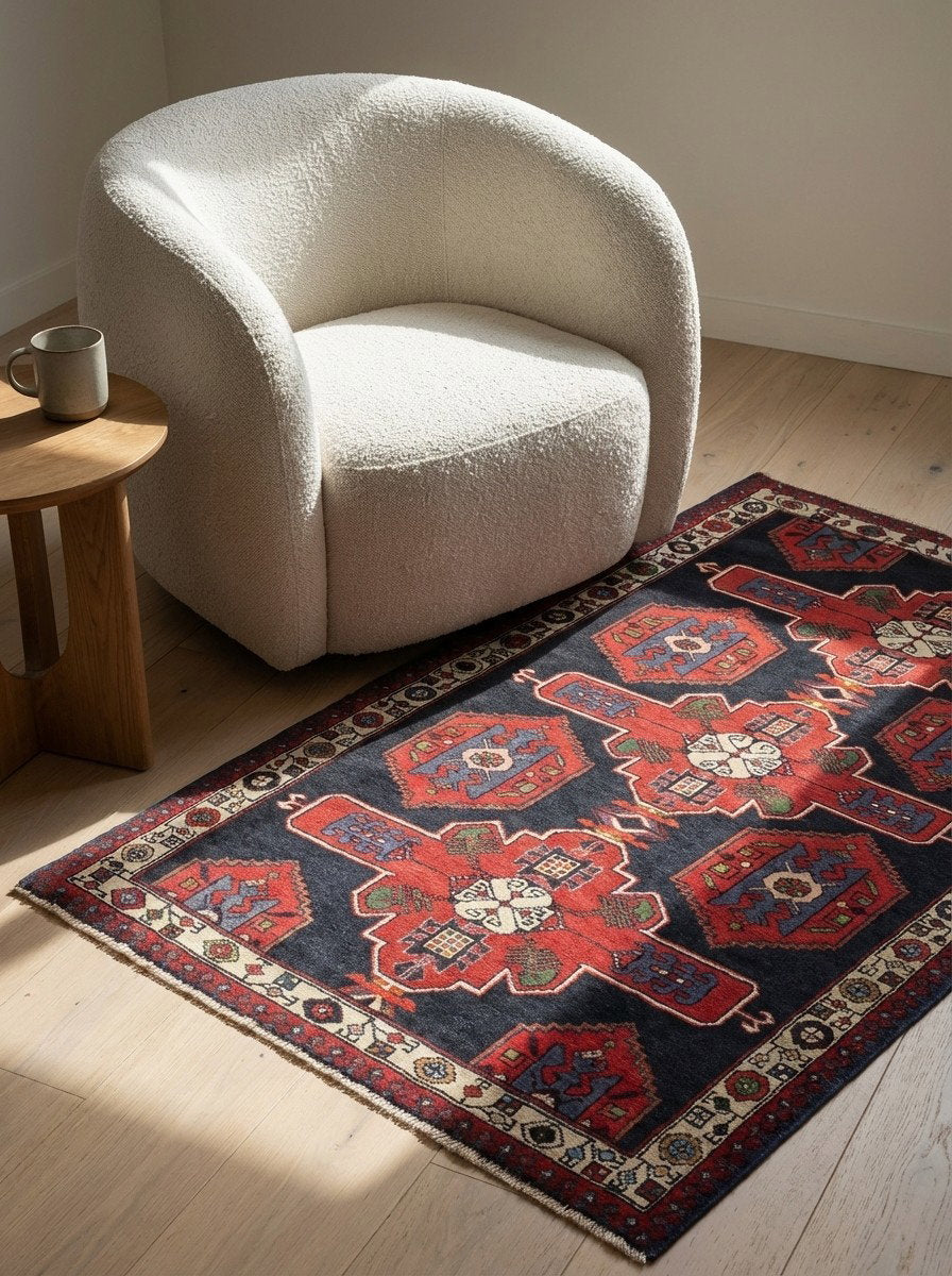 Shahsavan — Handgefertigt, 157x108 cm, Beige, 100% Virgin Wool | Detail view