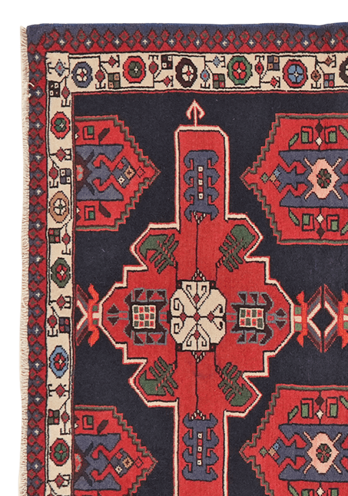 Shahsavan — Hand-knotted, 108x157 cm, Blue, 100% Virgin Wool | View 3