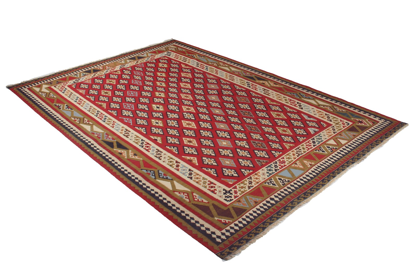 Kelim Gashgai Old — Handmade, 186x266 cm, Red, 100% Virgin Wool | View 4