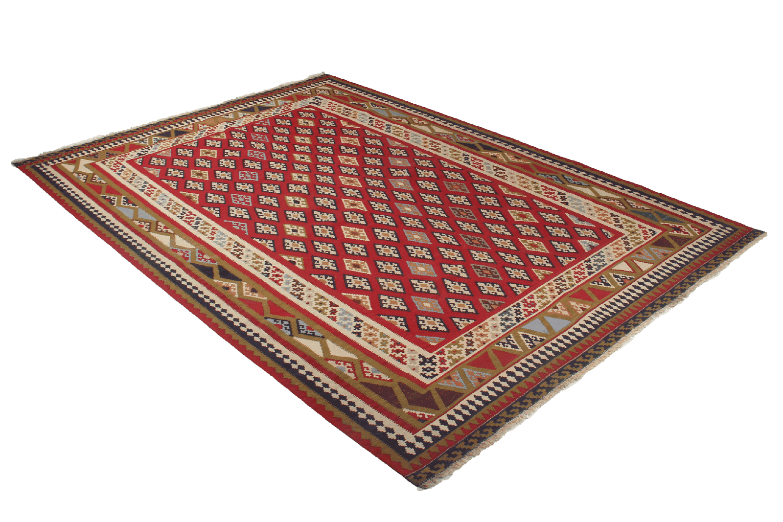 Kelim Gashgai Old — Handmade, 186x266 cm, Red, 100% Virgin Wool | View 4
