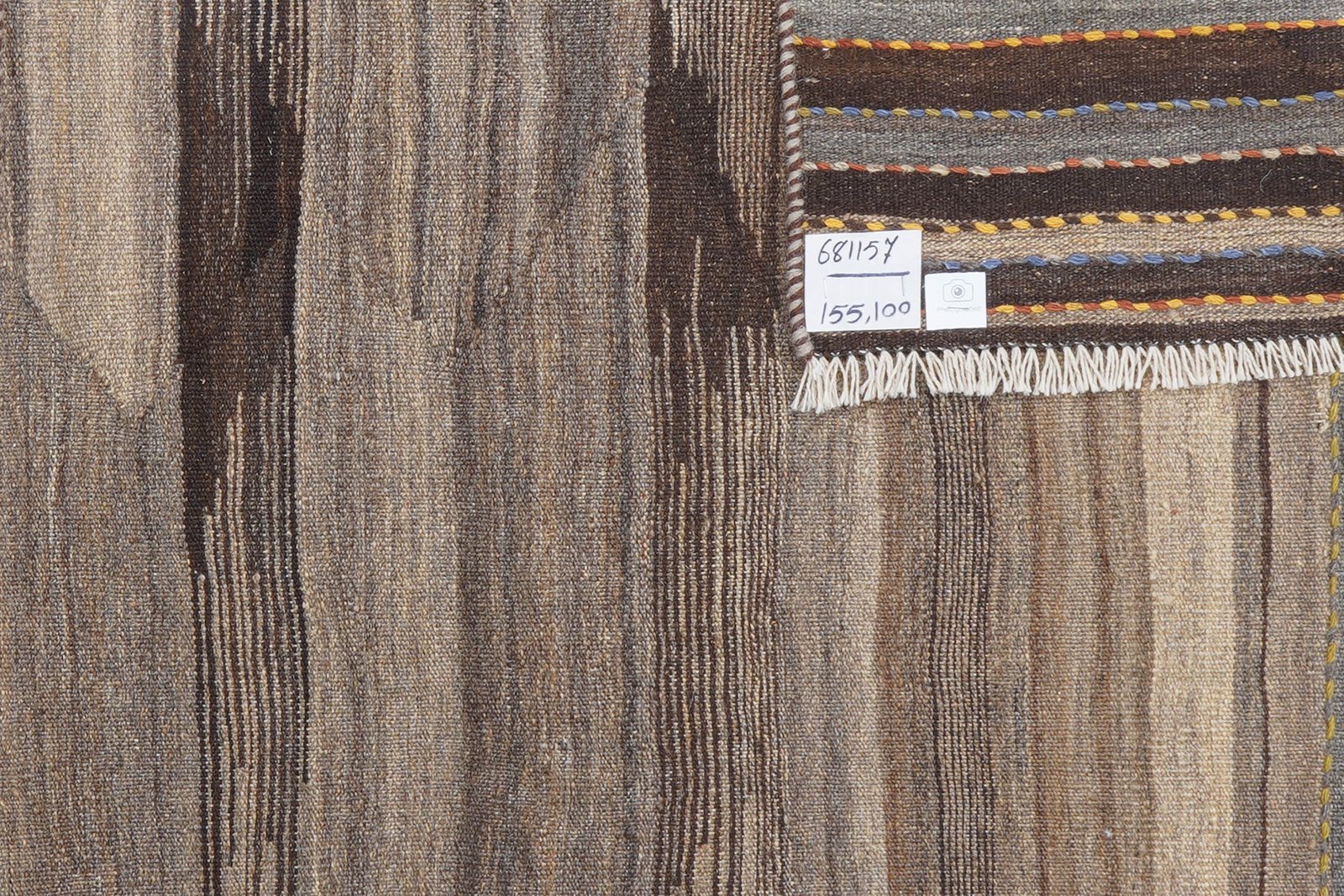 Kelim Gashgai — Handmade, 100x155 cm, Beige, 100% Virgin Wool | View 5