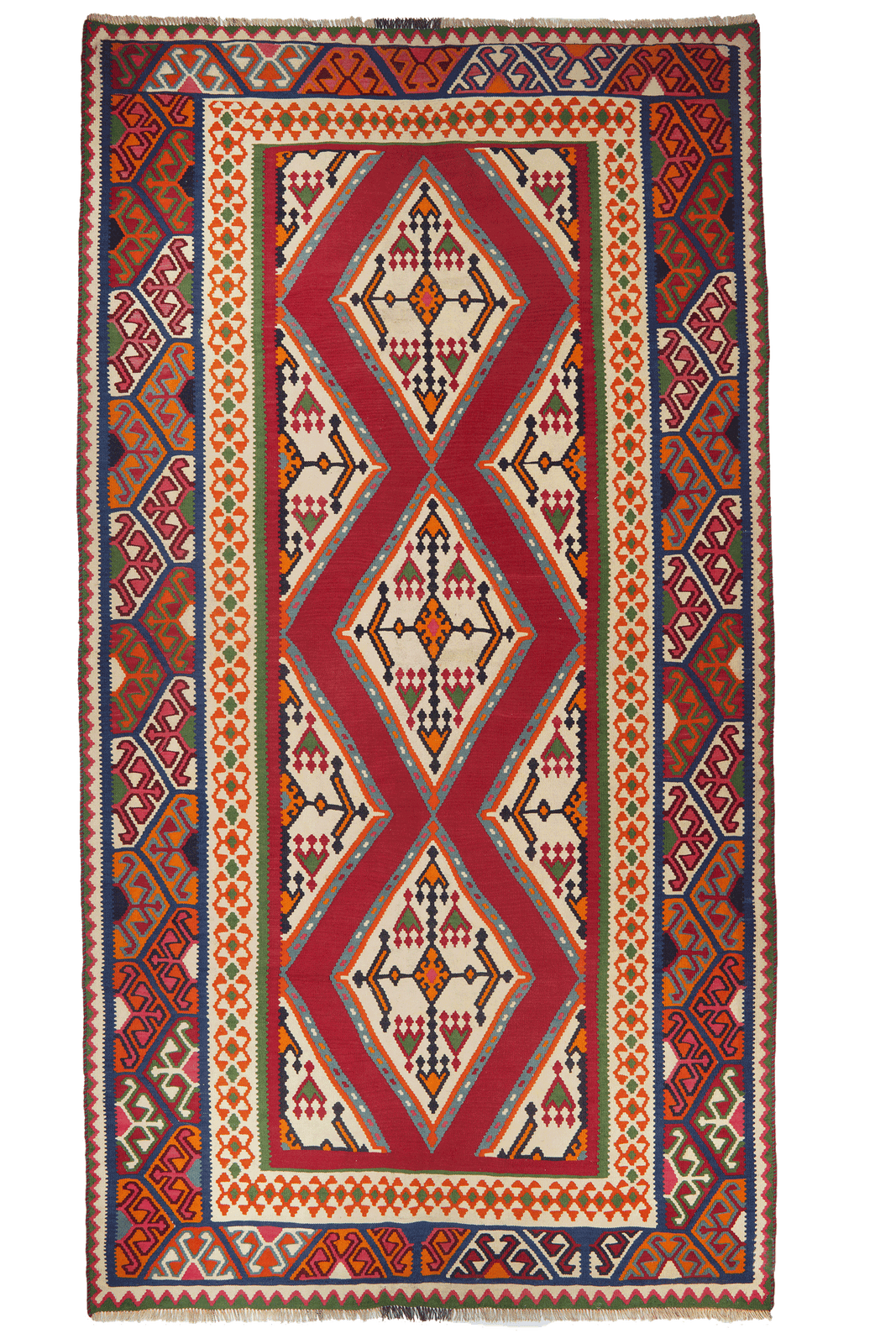 Kelim Gashgai Old — Handmade, 166x308 cm, Red, 100% Virgin Wool | Main view