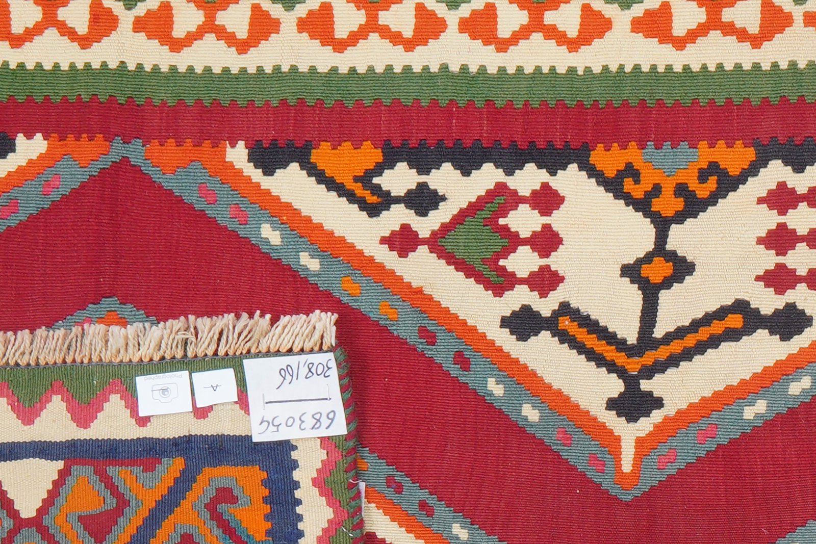 Kelim Gashgai Old — Handmade, 166x308 cm, Red, 100% Virgin Wool | View 5