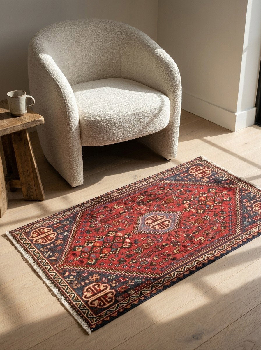 Abadeh — Handgefertigt, 99x59 cm, Beige, 100% Virgin Wool | Detail view