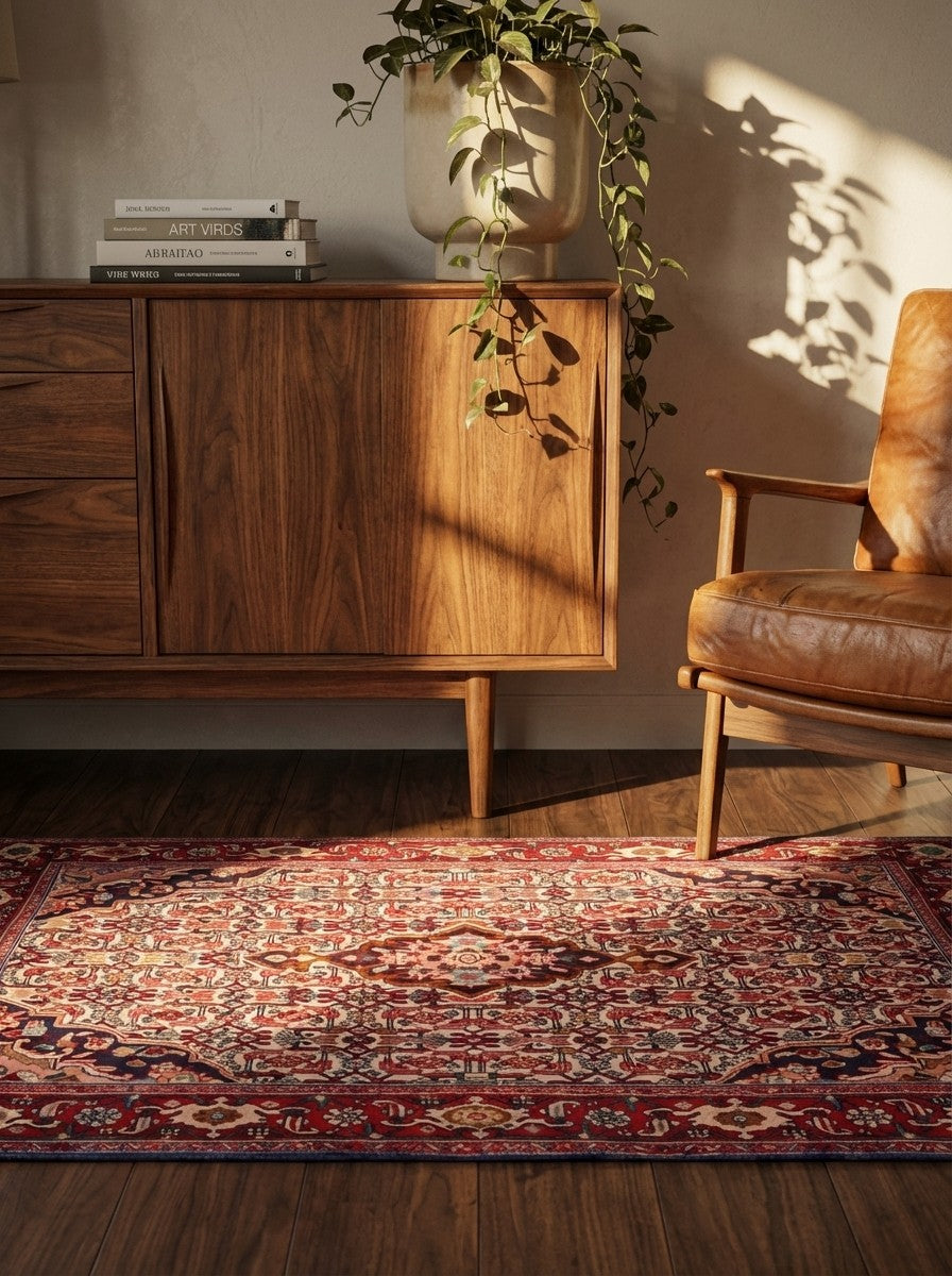 Bidjar — Hand-knotted, 100x161 cm, Beige, 100% Virgin Wool | Back view