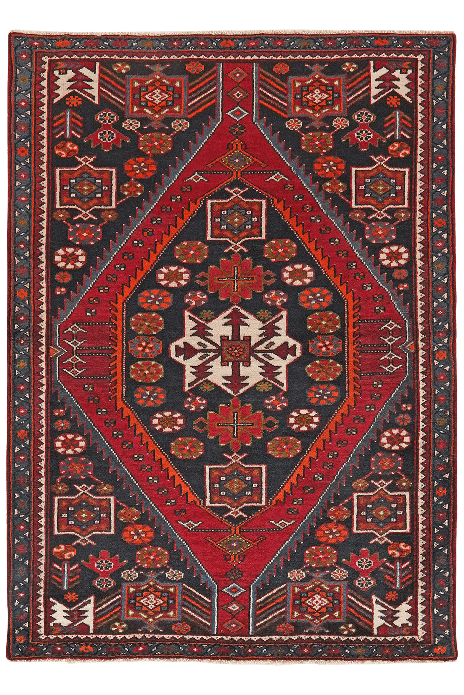 Shahsavan — Hand-knotted, 110x155 cm, Red, 100% Virgin Wool | Main view