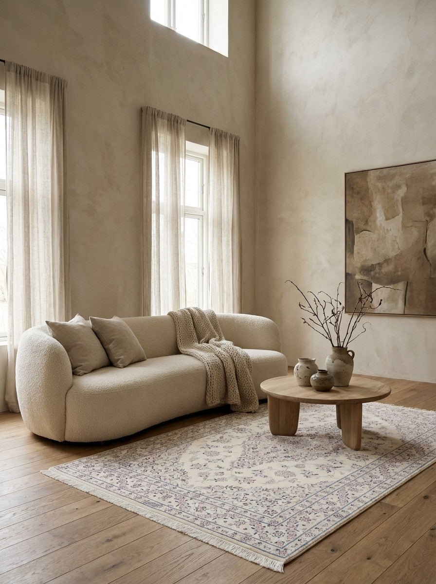 Nain 6La — Hand-knotted, 127x202 cm, Beige, 100% Virgin Wool | Detail view