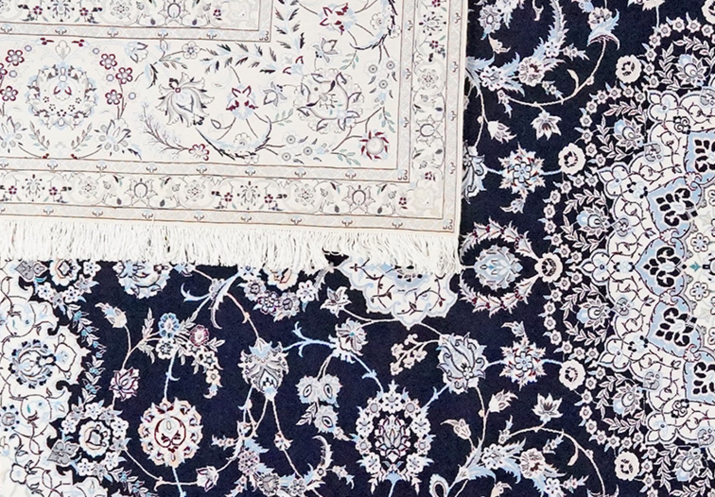Nain 6La — Hand-knotted, 261x361 cm, Blue, 100% Virgin Wool | View 6