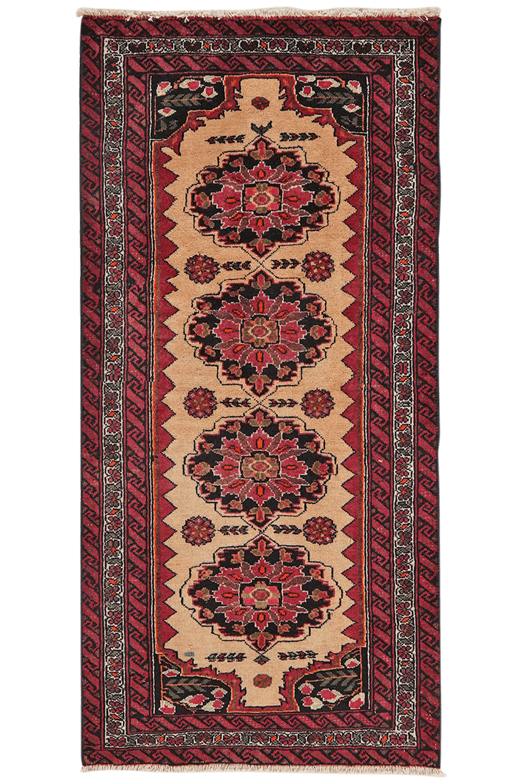 Belutch — Hand-knotted, 68x135 cm, Beige, 100% Virgin Wool | Main view