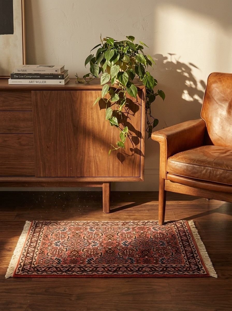 Bidjar Zandjan — Hand-knotted, 44x61 cm, Red, 100% Virgin Wool | Back view