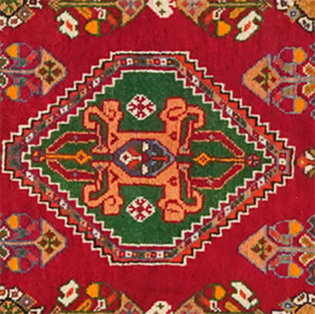 Gashgai — Hand-knotted, 51x50 cm, Red, 100% Virgin Wool | View 4