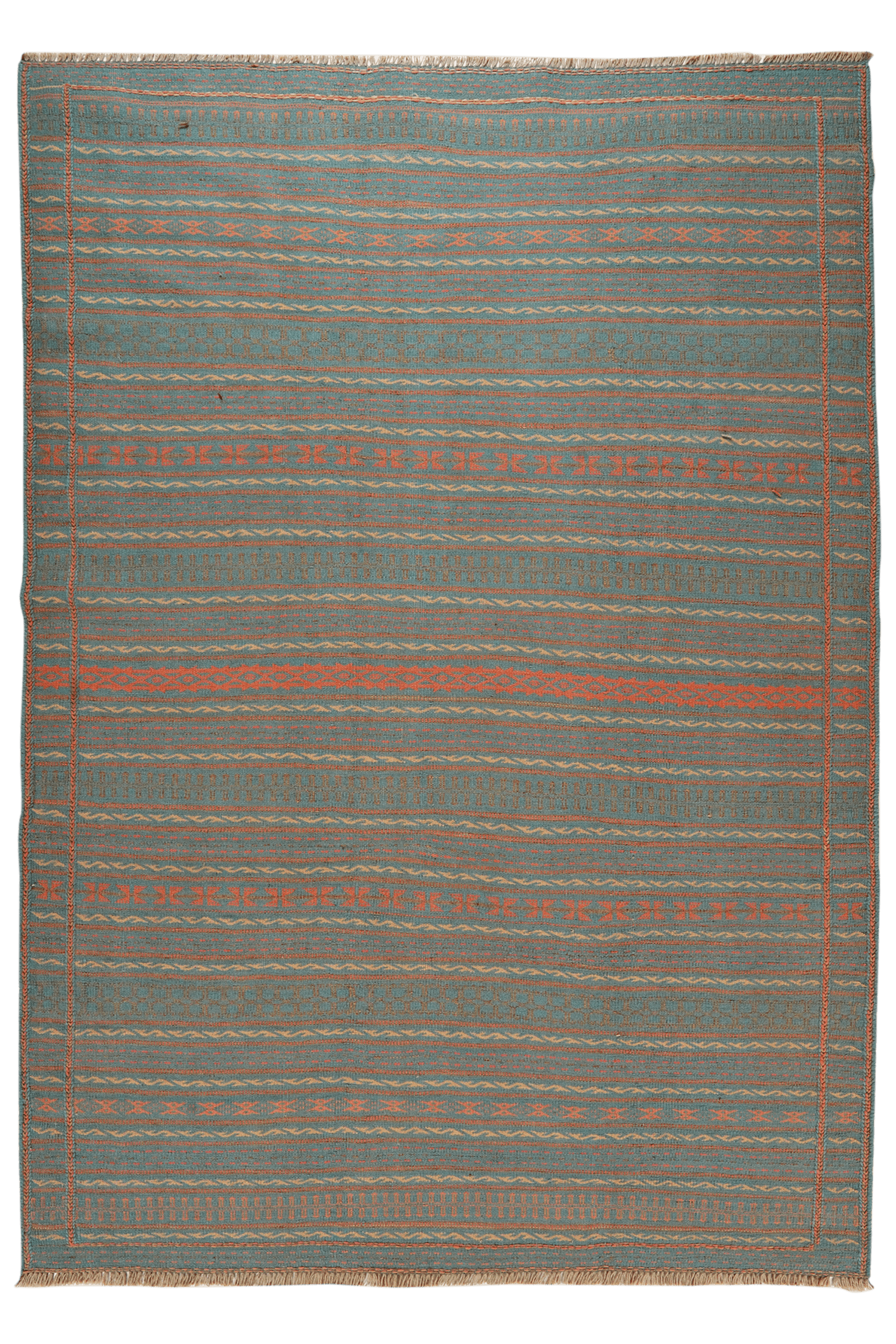 Kelim Kordi — Handmade, 172x246 cm, Blue, 100% Virgin Wool | Main view