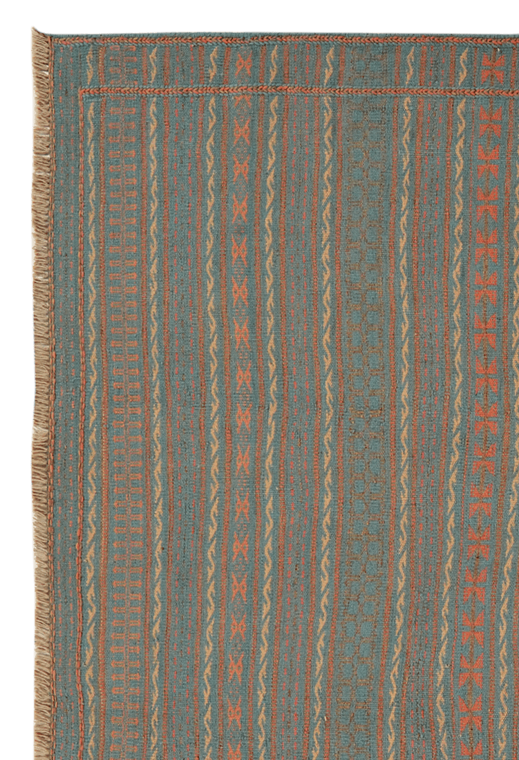 Kelim Kordi — Handmade, 172x246 cm, Blue, 100% Virgin Wool | View 3