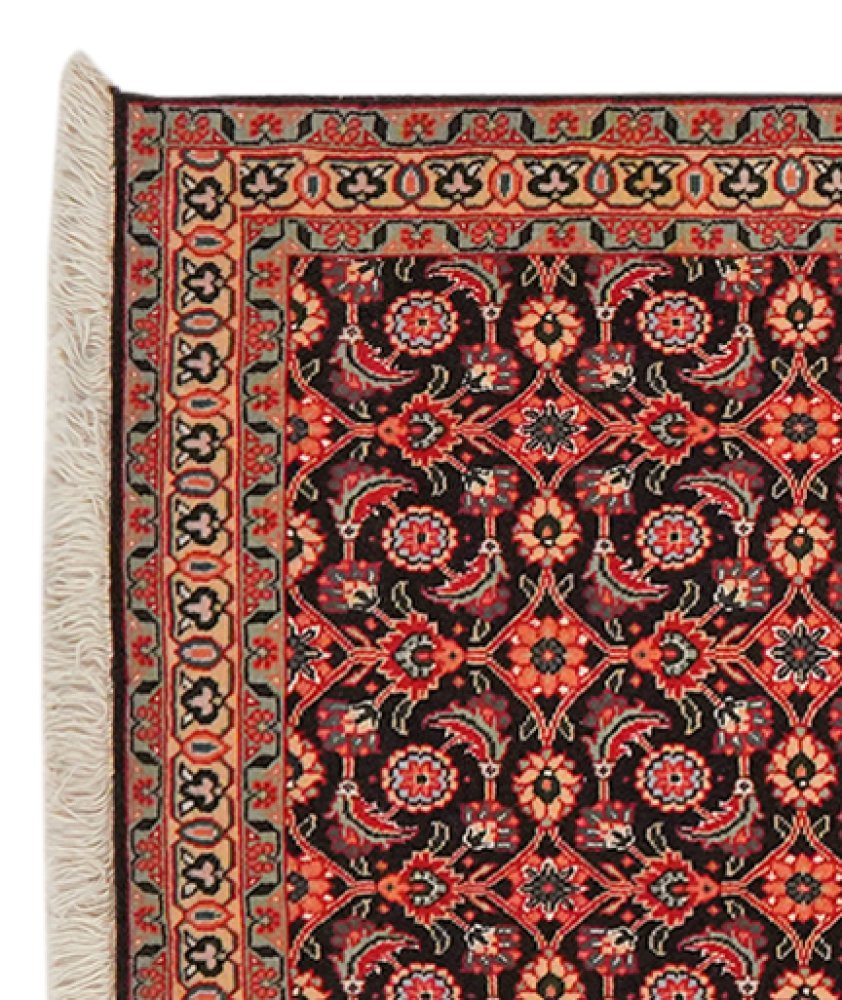 Tabriz 50 Raj — Hand-knotted, 63x203 cm, Black, 100% Virgin Wool | View 3