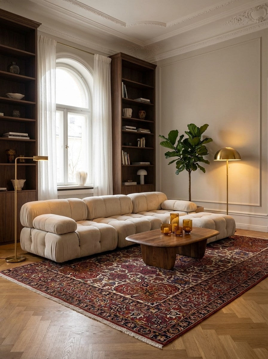 Isfahan — Hand-knotted, 144x237 cm, Beige, 100% Virgin Wool | Back view