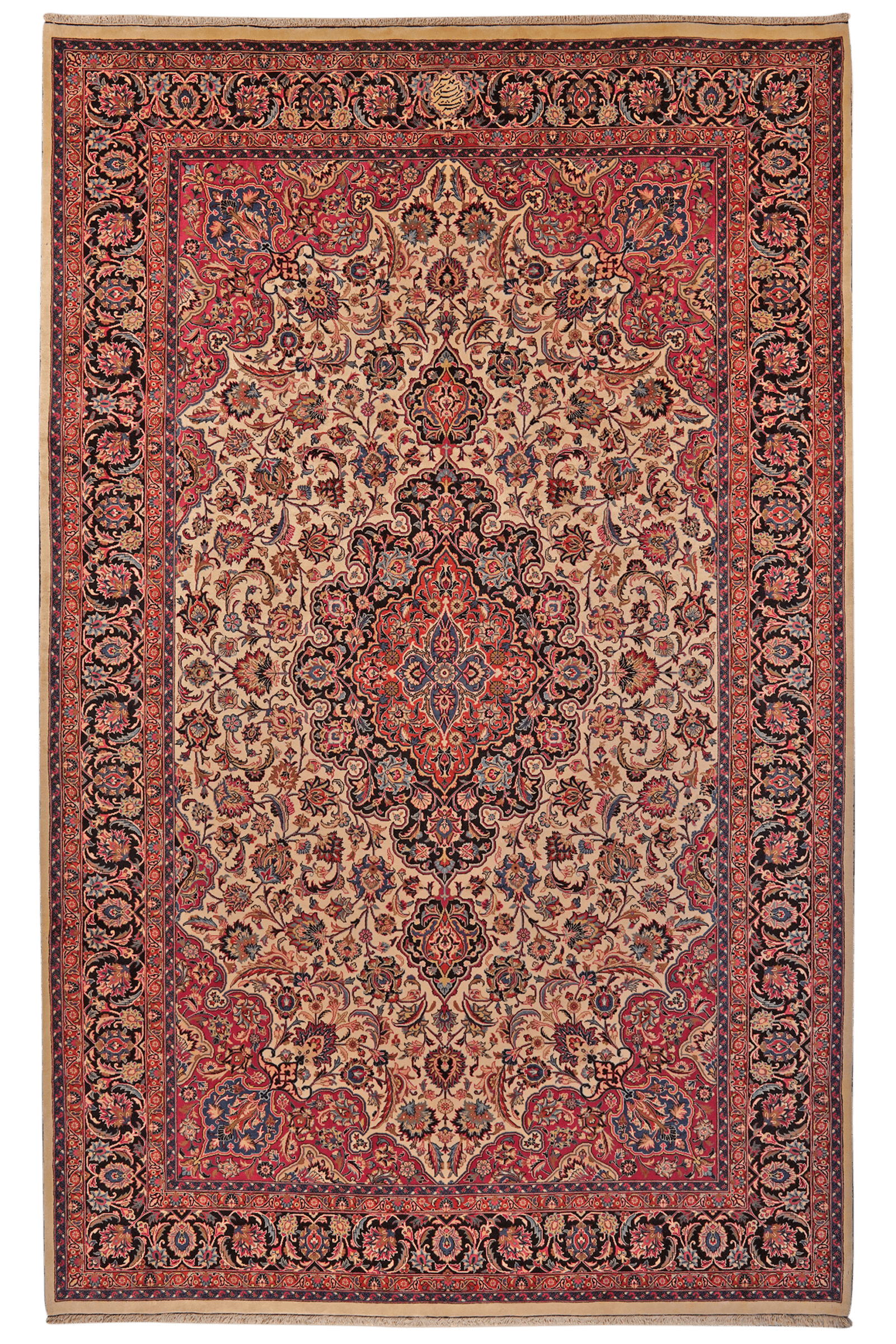 Mashad — Hand-knotted, 248x395 cm, Beige, 100% Virgin Wool | Main view