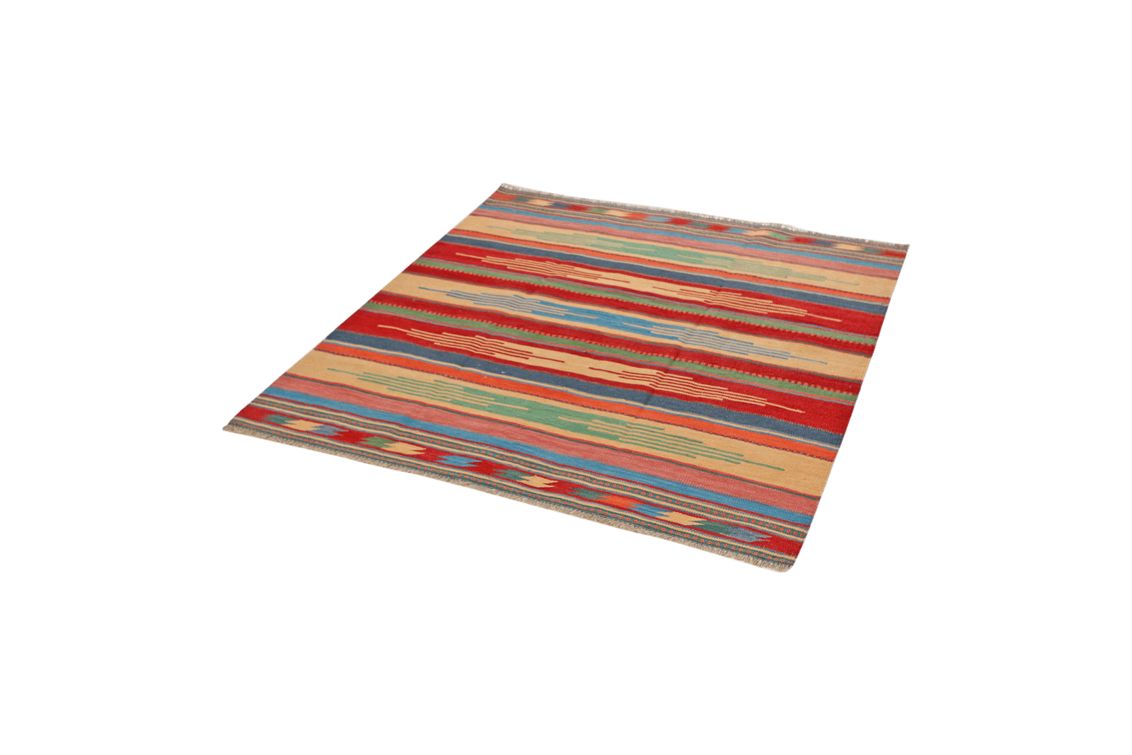 Kelim Gashgai — Handmade, 132x145 cm, Multicolor, 100% Virgin Wool | View 5