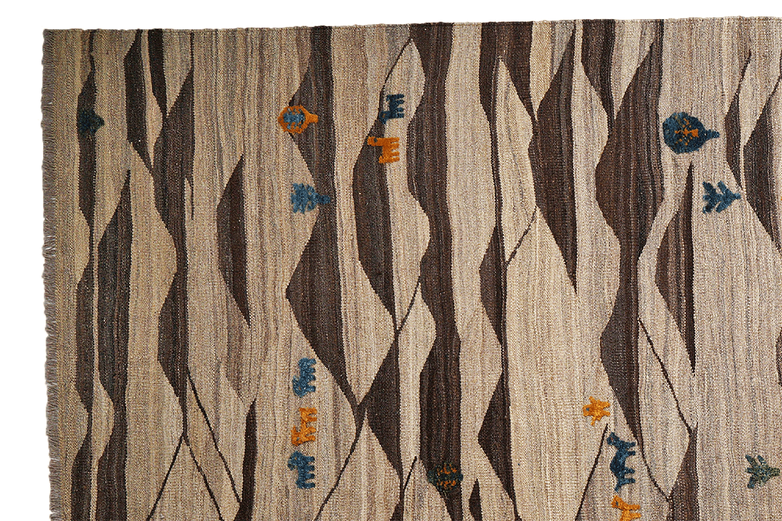 Kelim Gashgai — Handmade, 195x257 cm, Brown, 100% Virgin Wool | View 3