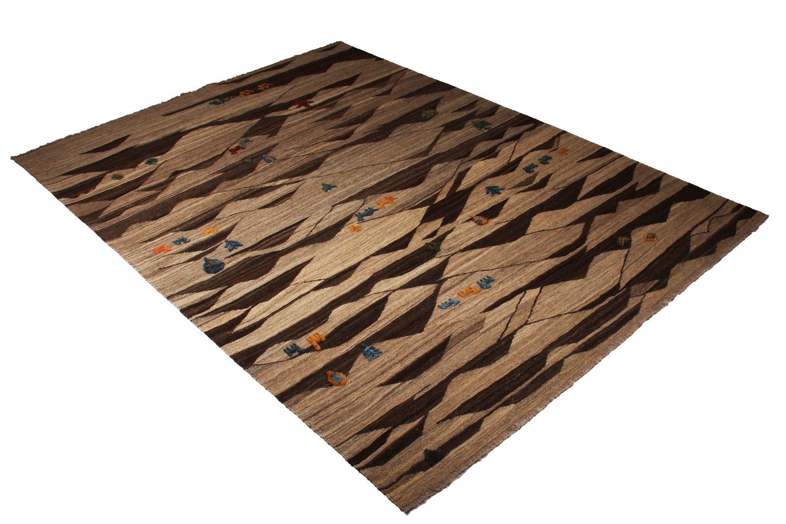 Kelim Gashgai — Handmade, 195x257 cm, Brown, 100% Virgin Wool | View 4