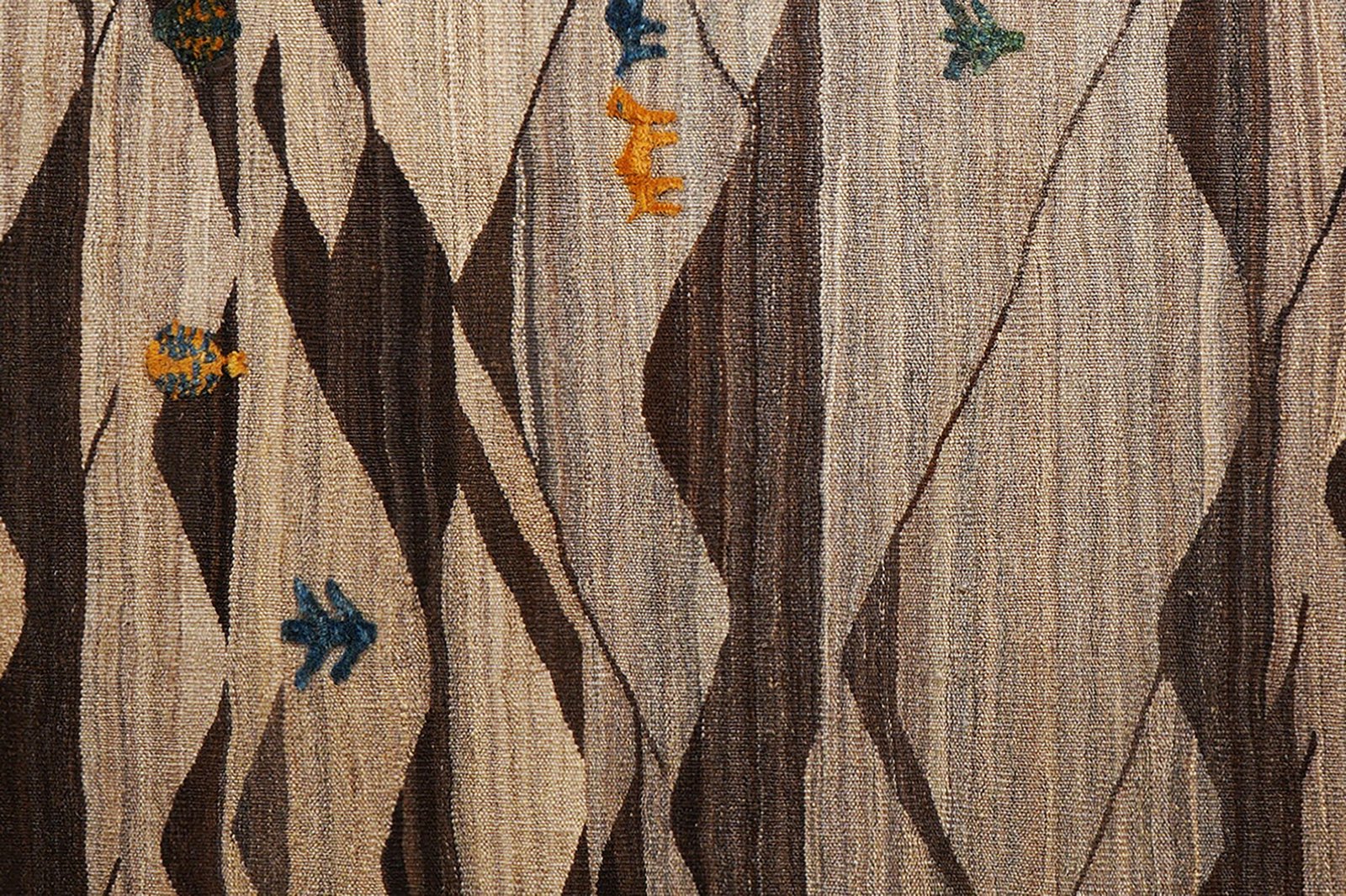 Kelim Gashgai — Handmade, 195x257 cm, Brown, 100% Virgin Wool | View 6