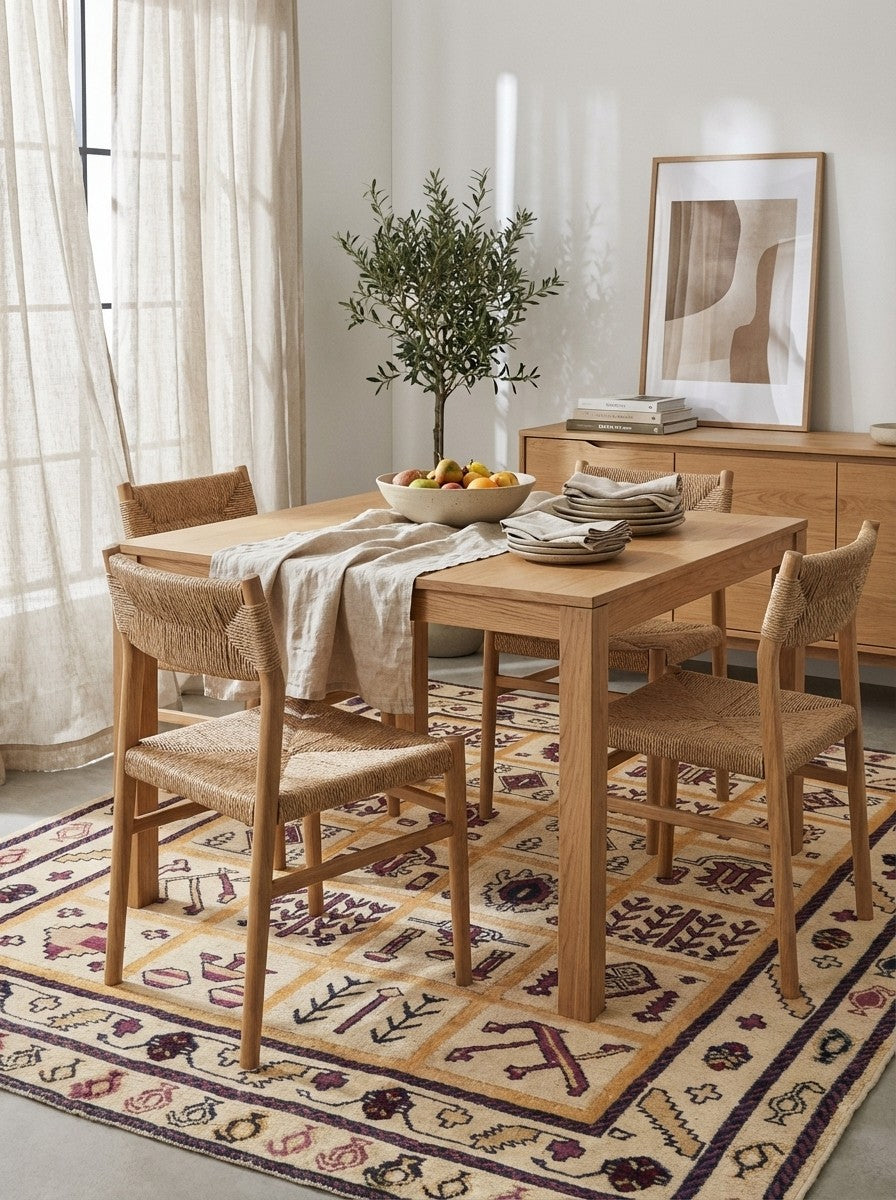 Kelim Belutch — Handmade, 146x161 cm, Beige, 100% Virgin Wool | Detail view