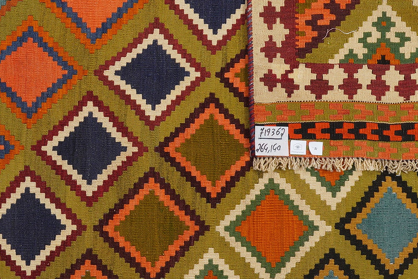 Kelim Gashgai Old — Handmade, 140x264 cm, Green, 100% Virgin Wool | View 5