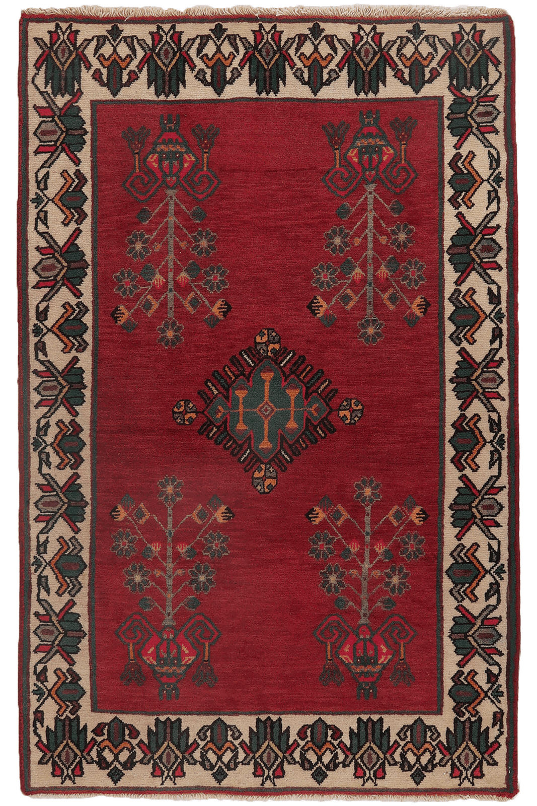 Afshar — Hand-knotted, 71x111 cm, Red, 100% Virgin Wool | Main view