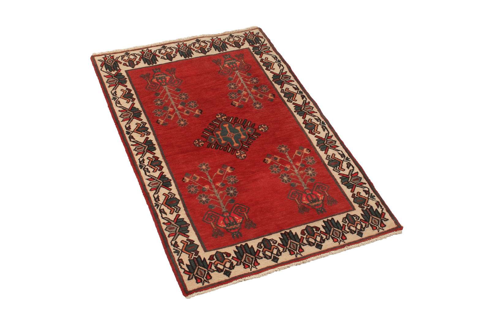 Afshar — Hand-knotted, 71x111 cm, Red, 100% Virgin Wool | View 4