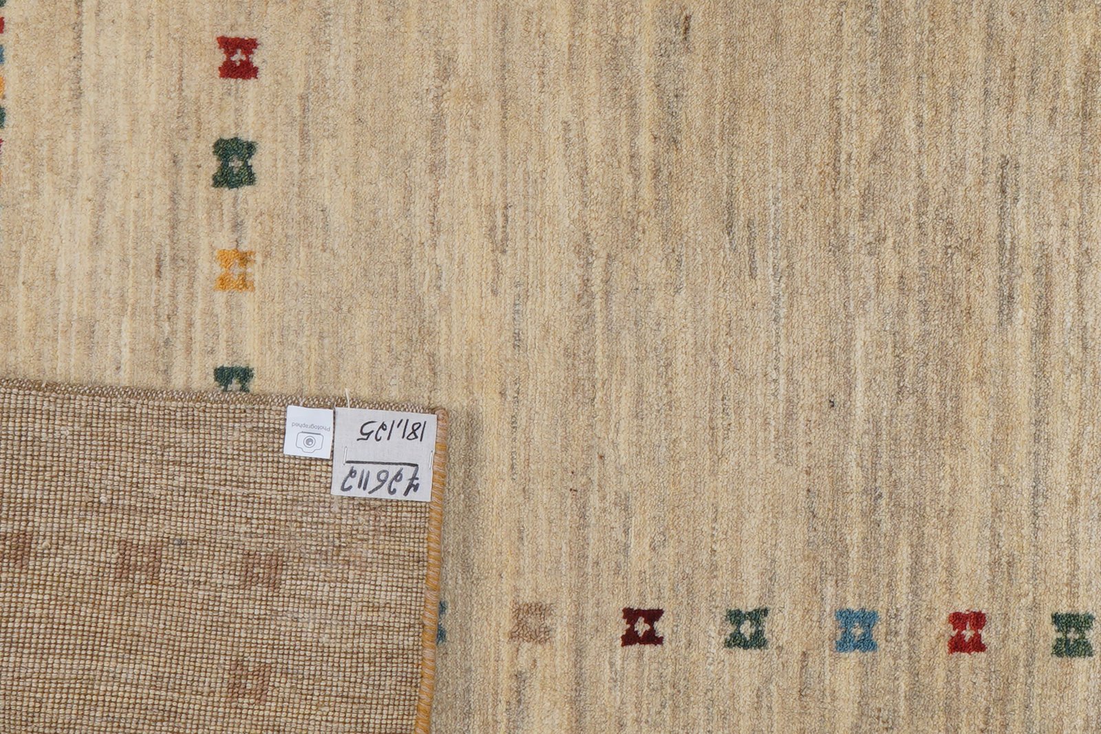 Rizbaf — Hand-knotted, 125x181 cm, Beige, 100% Virgin Wool | View 6