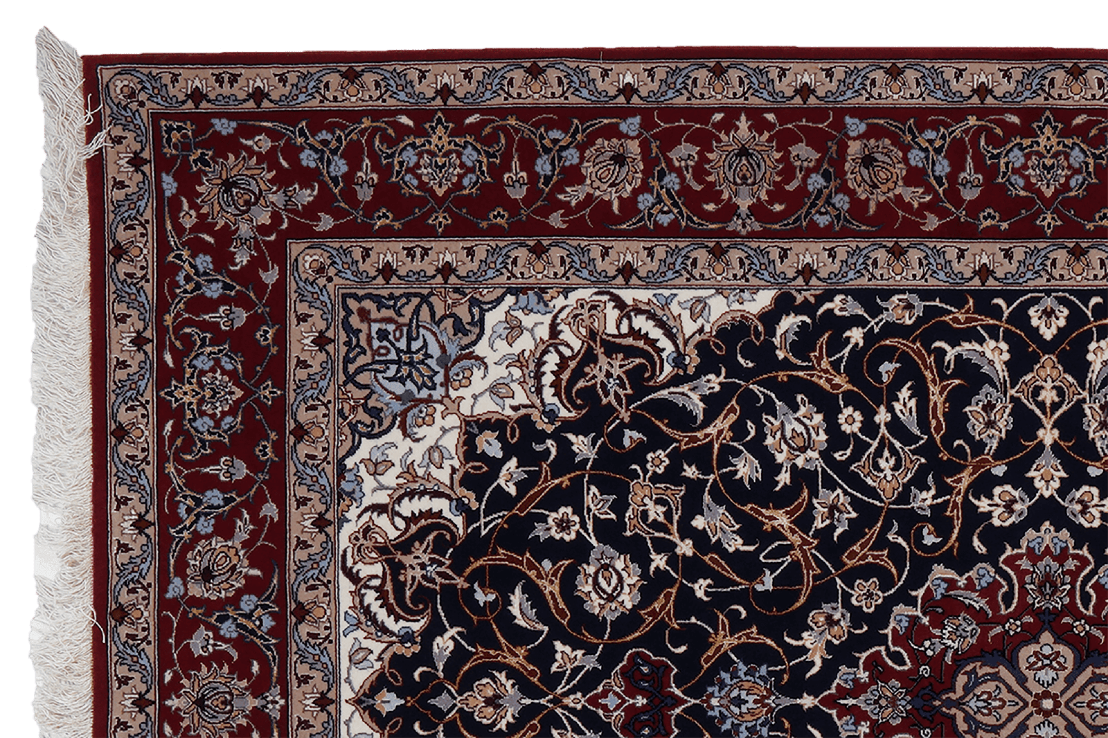 Isfahan — Hand-knotted, 108x160 cm, Blue, 95% Schurwolle, 5% Seide | View 3