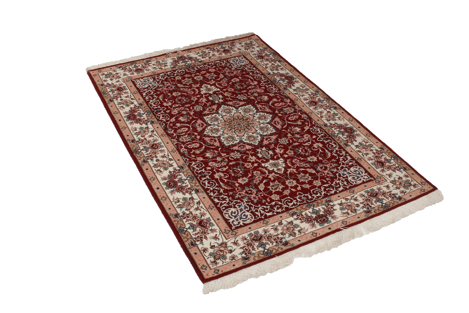 Isfahan — Hand-knotted, 107x164 cm, Red, 90% Schurwolle, 10% Seide | View 4