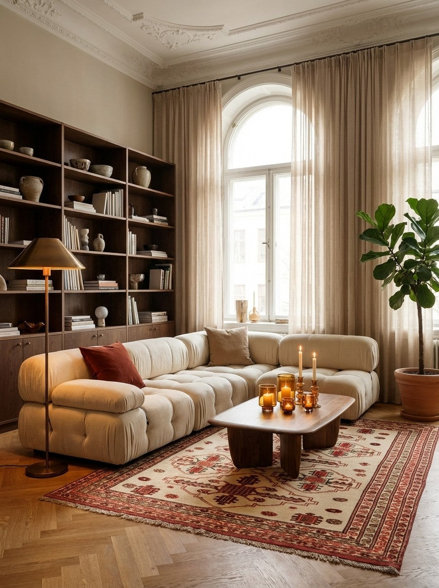 Kelim Belutch — Handmade, 177x204 cm, Beige, 100% Virgin Wool | Back view