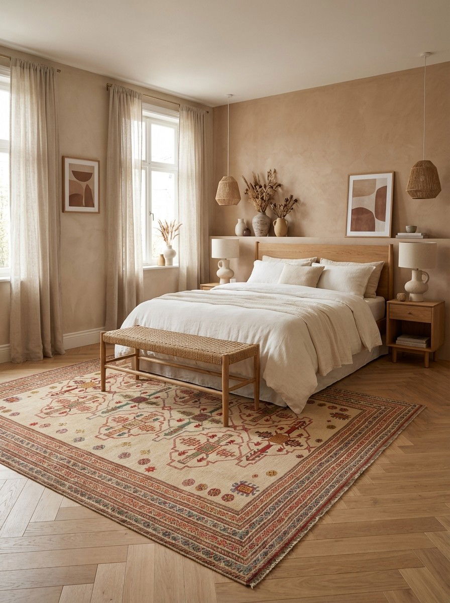 Kelim Belutch — Handgefertigt, 290x242 cm, Bunt, 100% Virgin Wool | Detail view